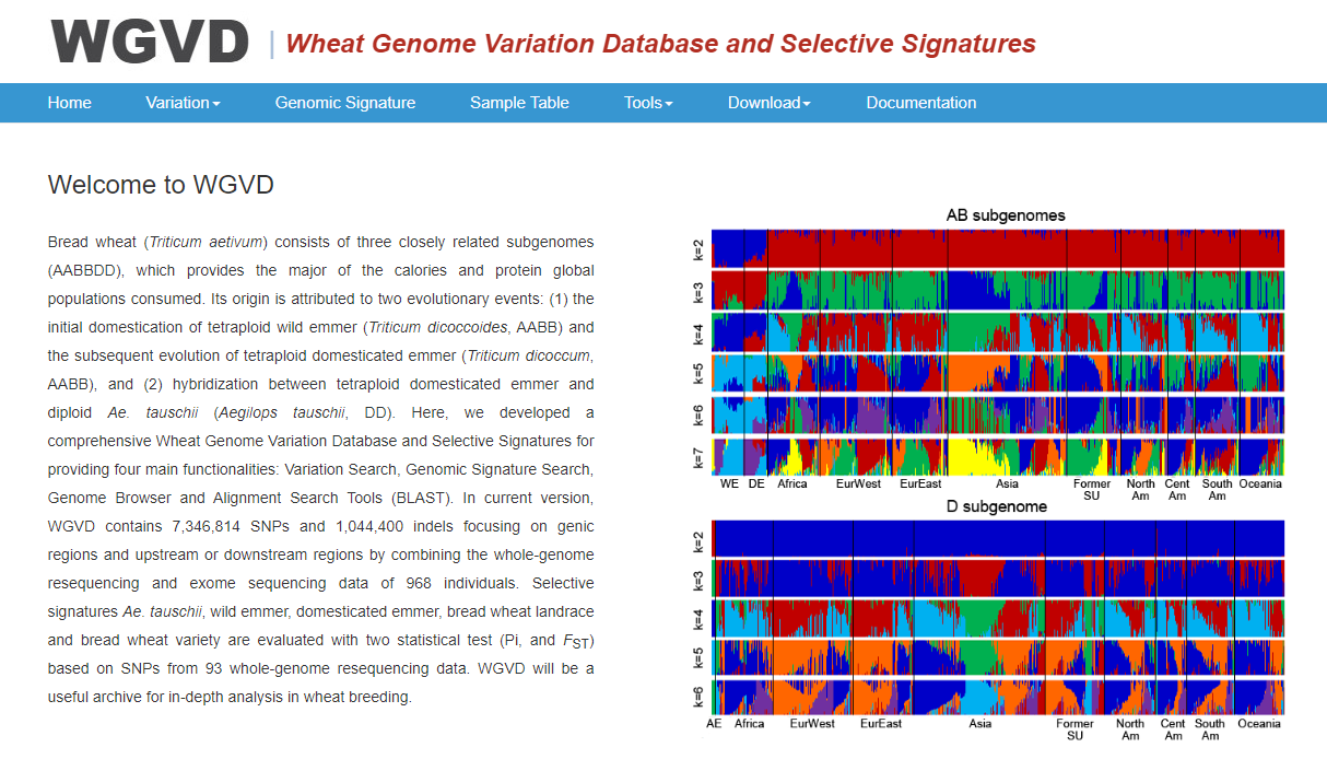 WGVD: Wheat Genome Variation Database and Selective Signatures