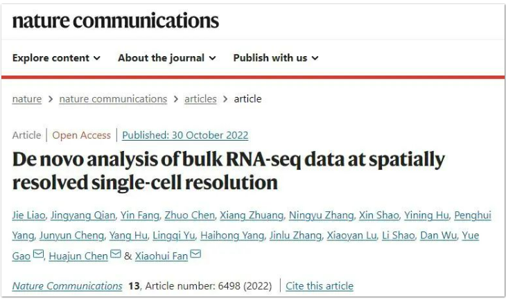 NC | Bulk2Space：以空间单细胞分辨率对RNA-seq数据进行从头分析